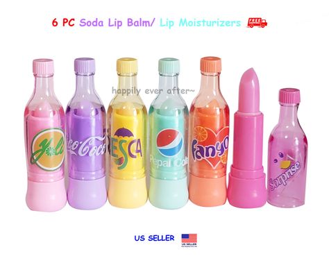 welcome to Happily ever after~ 6 PCs Lip Balm Set All 6 Colors you will get! Regular size 6 pc lip balm/ lip moisturizers Cute little soda bottle lip balms To keep your lips moisturized and soft Sweet Sented, smooth lip balms US STOCK, FREE SHIPPING IN US! Buy more and save up to 20% THANK YOU SO MUCH FOR SHOPPING WITH US! ENJOY!! PLEASE READ CAREFULLY BEFORE PURCHASING!  *ABOUT US* "Happily Ever After" is an online retailer based on S. California in US. Our goal is to provide the BEST QUALITY items at AFFORDABLE PRICE to our customers with FAST SHIPPING. We will do our best to provide our customers the best service so we all can live happy! ^^* Enjoy and thank you for shopping with us!  *PAYMENT METHOD*  We accept the payments through PayPal ONLY.   *SHIPPING & HANDLING*  Enjoy fast shipp Lip Balm Cute, Lip Smackers Aesthetic, Soda Lip Balm, Lip Lickers Lip Balm, Babylips Lip Balm, Kawaii Lip Balm, Lip Balm Collection, Lip Balm Set, Nice Lips