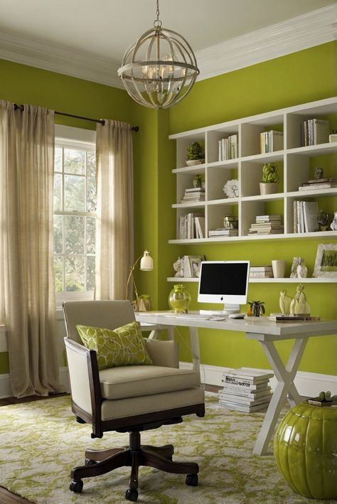 Explore the daily routine of interior designers incorporating the refreshing Key Lime (BM 2035-50) paint in their decor projects for a vibrant and citrusy ambiance. #Ad #homedecor #homedesign #trendgirlApartment #Painthome #interiorarchitecture Wall Colors Green Room Colors
Bright Room office Colors
Apartment Renovation
Home office Remodeling
Modern Paint Colors
2024 Accent Wall Bedroom Paint, Paint Colors 2024, Green Room Colors, Green Home Offices, Office Decor Workplace, Lime Green Walls, Modern Paint Colors, Green Wall Color, Bright Room