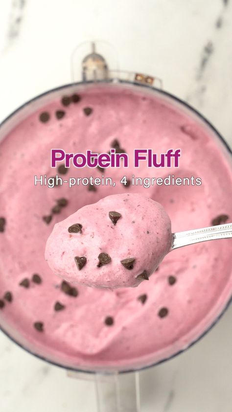 Healthy Protein Desserts, Protein Fluff, Low Calorie Protein, Protein Yogurt, Strawberry Protein, High Protein Desserts, Fluff Recipe, Fluff Desserts, Protein Pudding