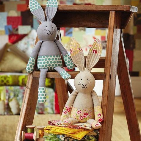 Rabbit sewing pattern – hop to it! Stuffed Bunnies, Bunny Sewing, Toy Sewing, Free Toys, Sewing Stuffed Animals, Beginner Sewing Projects Easy, Rabbit Toys, Rag Dolls, Bunny Toys