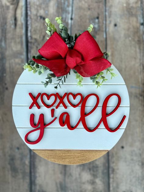 3D Valentines Day Door Hanger Xoxo Yall Farmhouse Decor - Etsy February Door Hangers, Love Door Hanger, Valentine Door Hangers, Cute Valentines Door Hangers, Valentines Day Wooden Door Hanger, Valentines Day Round Door Hangers, Valentines Signs, Valentine Door Decor, Valentine’s Day Door Hanger