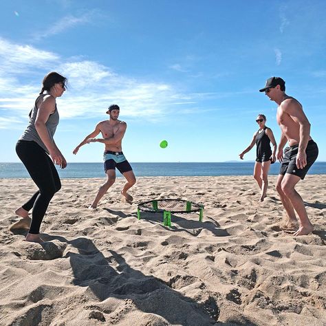 The Best Outdoor Beach Games to Play At Summer Gatherings | Brit + Co Beach Games For Adults, Inflatable Island, Lake Toys, Where Is Bora Bora, Best Island Vacation, Lanai Island, Treasure Beach, Toddler Beach, College Party