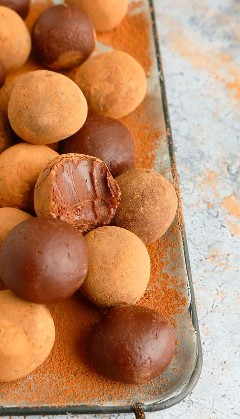 3 Ingredient Chocolate Truffles with Condensed Milk | Kitchen At Hoskins Truffles With Condensed Milk, No Bake Truffles, Truffle Recipe Easy, Chocolate Truffles Recipe, Homemade Chocolate Truffles, Sweet Condensed Milk, Homemade Truffles, Truffles Recipe, Milk Candy