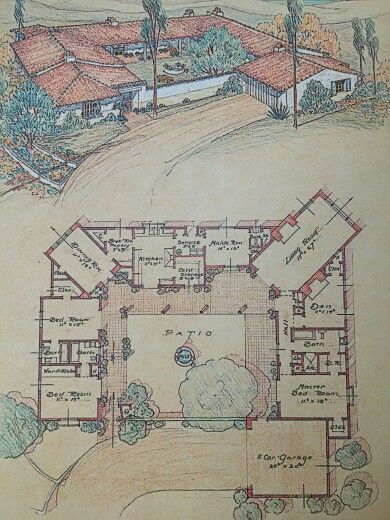 Cliff May and the California Home... reminds me of the old Mexican style home layout: Mexican House Plans, Hacienda House Plans, Hacienda Style Homes Mexican, Style Hacienda, Boho Glam Home, Spanish Courtyard, Hacienda Homes, Mexican Hacienda, Hacienda Style Homes