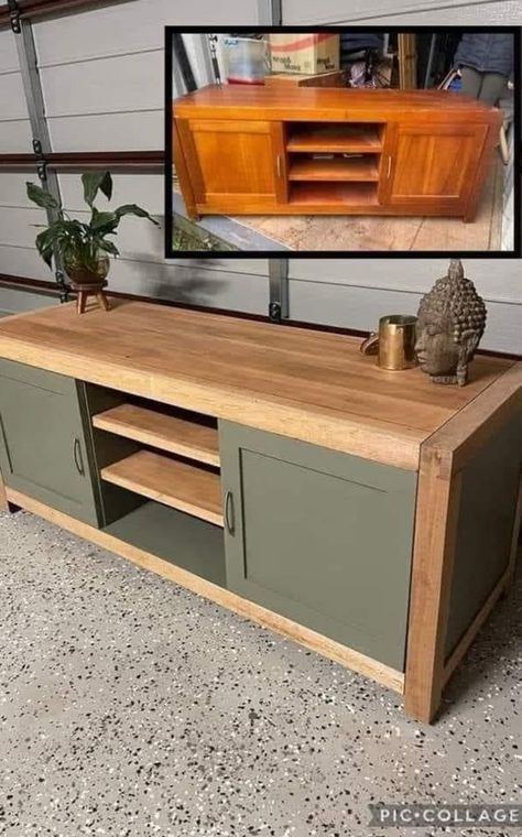 Tv Cabinet Makeover Before After, Furniture Redo Ideas, 2 Tone Furniture Ideas, Diy Home Furniture Projects, Diy Boho Furniture Makeover, Trendy Furniture 2023, Furniture Flipping Before And After, Flipped Furniture Ideas, Modern Dresser Flip