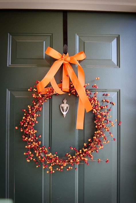 Autumn Arrangements, Berry Wreaths, Orange Wreath, Yellow Wreath, Pretty Wreath, Event Decorations, Diy Fall Wreath, Family Diy, Halloween Time