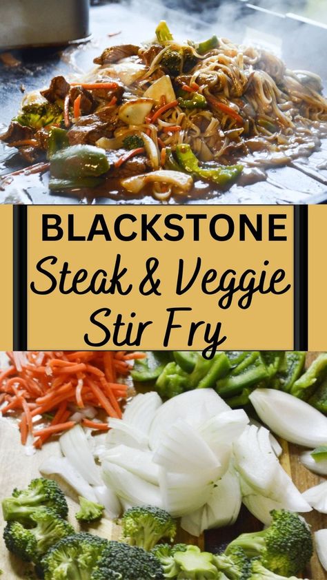 Blackstone Steak, Steak Stirfry Recipes, Outdoor Griddle Recipes, Griddle Cooking Recipes, Hibachi Recipes, Healthy Recipes Dinner, Vegetable Noodle, Outdoor Cooking Recipes, Beef Stir Fry Recipes