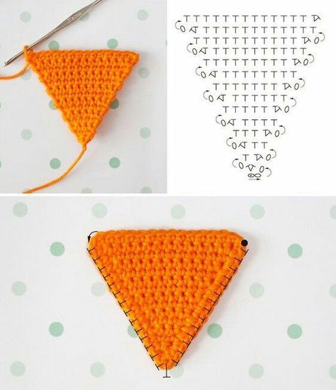 Triangle En Crochet, Confection Au Crochet, Crochet Stitches Guide, Crochet Triangle, Crochet Design Pattern, Crochet Simple, Crochet Stitches For Beginners, Crochet Square Patterns, Crochet Diy