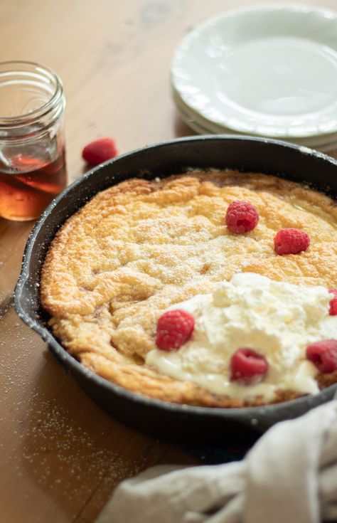 Fluffy Sourdough Dutch Baby {Puff Pancake} - The Homestyle Cottage Fluffy Sourdough Discard Pancakes, Fluffy Sourdough Pancakes, Sourdough Discard Dutch Baby Pancake, Sourdough Discard Pancakes Quick, Farmhouse On Boone Sourdough Pancakes, Savory Dutch Baby, European Breakfast, Puff Pancake, Sourdough English Muffins