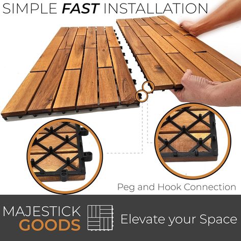 Amazon.com: 12 Sq Ft Interlocking Deck Tiles 24 x 12 Long Boards Snap Together Wood Flooring - Acacia Hardwood Outdoor Flooring for Patio - Floor Decking Tile, Waterproof Balcony Flooring (1 Pack (6 Pieces)) : Tools & Home Improvement Balcony Walkway, Wood Deck Tiles, Balcony Floor, Patio Floor, Long Boards, Deck Flooring, Interlocking Deck Tiles, Balcony Flooring, Deck Tiles