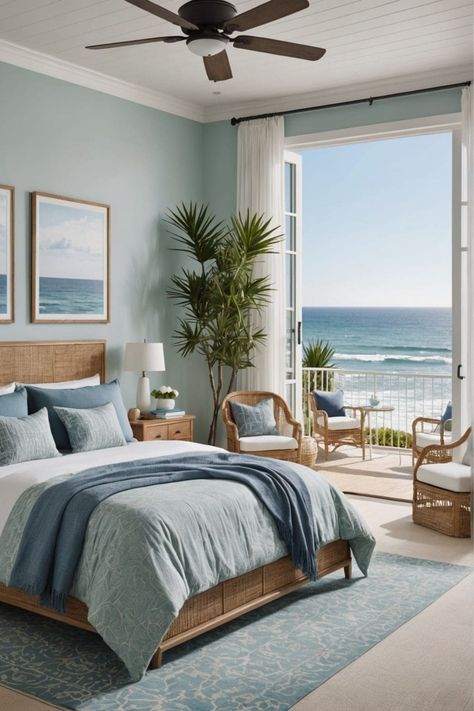 Serenity by the Sea: Creating Your Coastal Bedroom Oasis - West Magnolia Charm Sea Glass Bedroom Ideas, Costal Rooms, Sea Green Bedroom, Green Coastal Bedroom, Caribbean Bedroom, Bedroom Coastal Style, Beach Hotel Room, Beach Inspired Bedroom, Sea Bedrooms