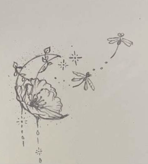 Cute Dainty Tattoos Unique, Astral Tattoo Ideas, Earth Nature Tattoo, Whimsigoth Doodles, Dainty Cover Up Tattoo, Floral Moon Drawing, Nature Tattoo Drawings, Moonstone Tattoo, Cute Fairy Tattoo