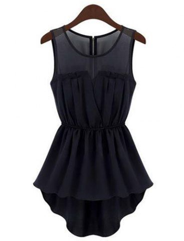 GET $50 NOW | Join RoseGal: Get YOUR $50 NOW!http://m.rosegal.com/blouses/stylish-scoop-collar-sleeveless-see-181081.html?seid=djlan4ugo12ia7dn52cuf480d6rg181081 Long Back Dress, Chiffon Tunic Top, Asymmetrical Black Dress, Tail Dress, Eleanor Calder, Ideal Wardrobe, Black Tank Dress, Hi Low Dresses, Sleeveless Tshirt