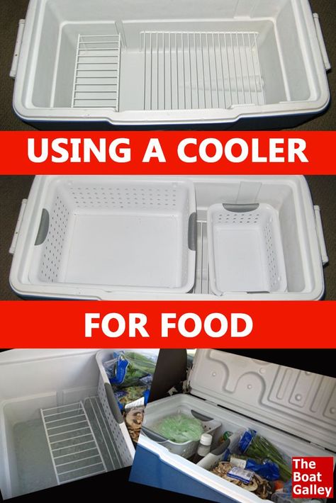 If you don't have a refrigerator, you can store a lot of fresh produce in a cooler with these tips to keep the food out of the melt water. via @TheBoatGalley Camping Hacks With Kids, Boat Galley, Camping Desserts, Camping Diy, Camping 101, Camping Organization, Camping Guide, Festival Camping, Diy Camping