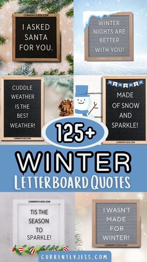 Cozy up your winter decor with our collection of 125+ winter letter board quotes that are snow adorable! From cute and festive to heartwarming and funny, find the perfect quote to brighten up your home, scrapbook, or holiday gatherings. Dive into a flurry of creative ideas and make your winter season extra special! Elf Letter Board Quotes, Snow Letterboard Quotes, Funny Winter Letterboard, Winter Felt Board Quotes, Christmas Sayings For Letter Boards, Winter Letter Board Quotes, Christmas Word Board, Winter Sayings For Letter Boards, Winter Message Board Quotes