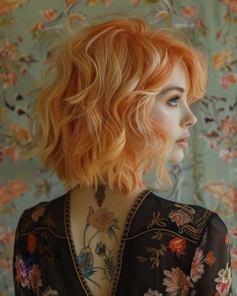 Creamsicle Hair, Apricot Hair, Sunset Hair Color, Hair Color Placement, Orange Blonde Hair, Natural Brown Hair, Hair Color Pictures, Sunset Hair, Hair Color Orange