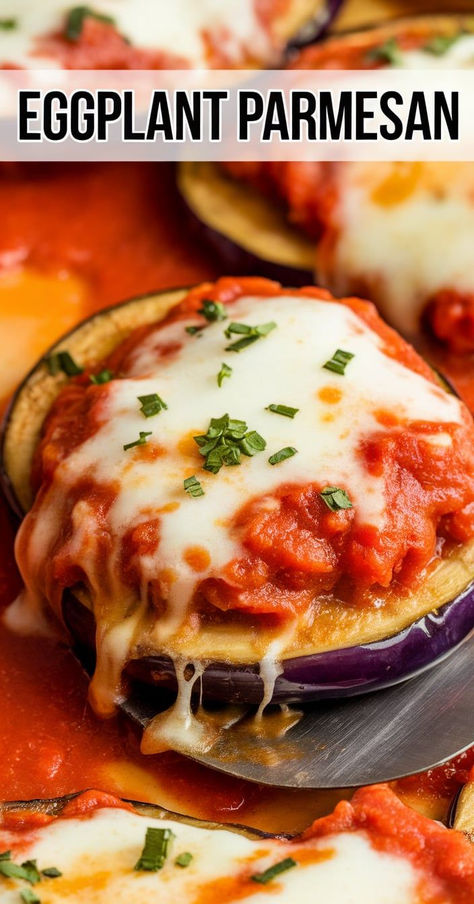 Indulge in this classic Eggplant Parmesan! Breaded eggplant slices baked with marinara sauce and melted cheese, making it a delicious vegetarian dinner the whole family will love. Vegetarian Eggplant Parmesan, Eggplant Baked, Baked Eggplant Slices, Breaded Eggplant, Baked Eggplant Parmesan, Delicious Vegetarian Dinner, Eggplant Parmesan Baked, Baked Eggplant, Italian Recipe