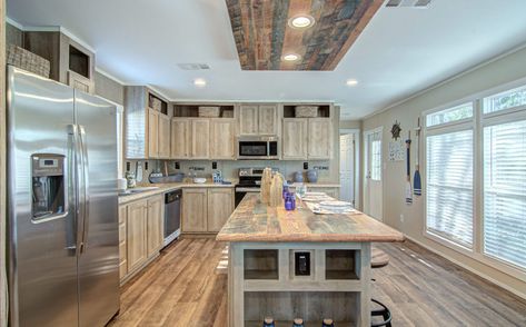 Mobile Home Kitchen Remodel Single Wide, Single Wide Kitchen Ideas, Trailer Remodel Single Wide, Trailer Houses, Single Wide Mobile Home Floor Plans, Small Manufactured Homes, Trailer House Remodel, Single Wide Trailer, Oak Creek Homes