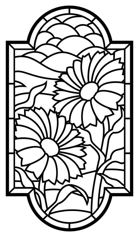 Stained Glass Coloring Pages, Free Mosaic Patterns, Sunflower Coloring Pages, Diy Stained Glass Window, Glass Painting Patterns, Stained Glass Patterns Free, Decor Flowers, Laser Cnc, Stained Glass Diy