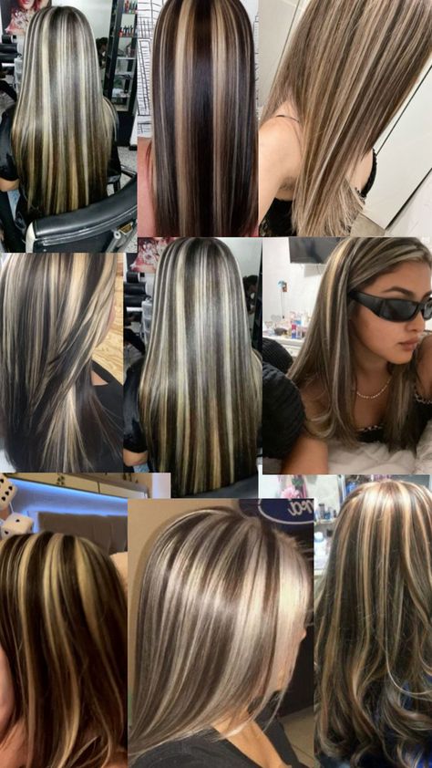 Skunk Highlights, Skunk Hair, Hair Inspiration Long, Hair Color Streaks, Brunette Hair With Highlights, Hair Streaks, Dyed Hair Inspiration, Hairstyles For Layered Hair, Hair Tips Video