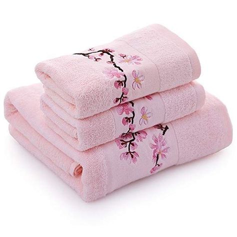 Embroidery Towels, Hotel Bath Towels, Hand Towels For Bathroom, Embroidered Bath Towels, Luxury Embroidery, Towels For Bathroom, Pink Fish, Pink Towels, Flower Bath