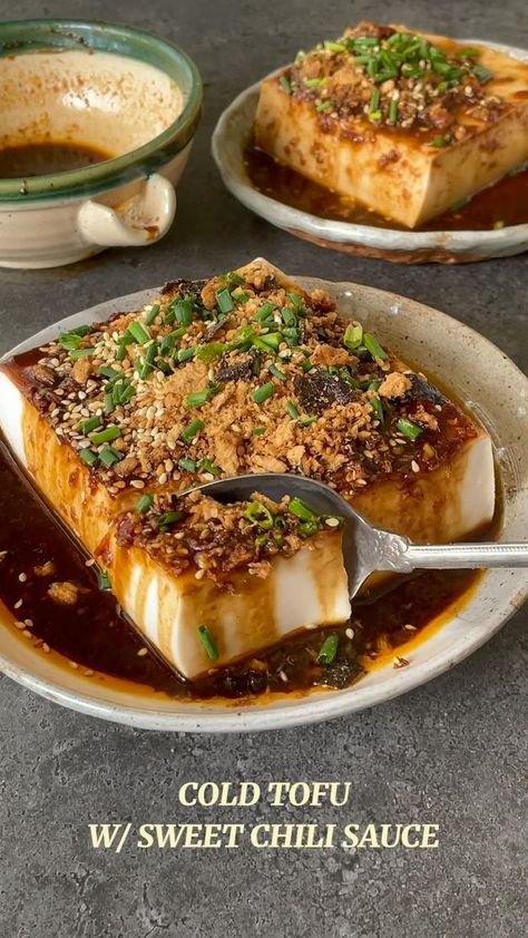 No Cook Tofu Recipes, Cold Silken Tofu, Tofu Block Recipe, Silky Tofu Recipes, Tofu Lunch Ideas, Cold Tofu Recipes, Soft Tofu Recipes, Cold Tofu, Vegan Pork