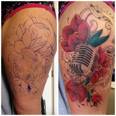 Varicose vein coverup A Tat of Class.com Microphone Tattoo, Tattoo Cover, Tattoo Cover-up, Cover Up Tattoo, Up Tattoos, A Tattoo, Leg Tattoos, Tattoo Style, I Tattoo