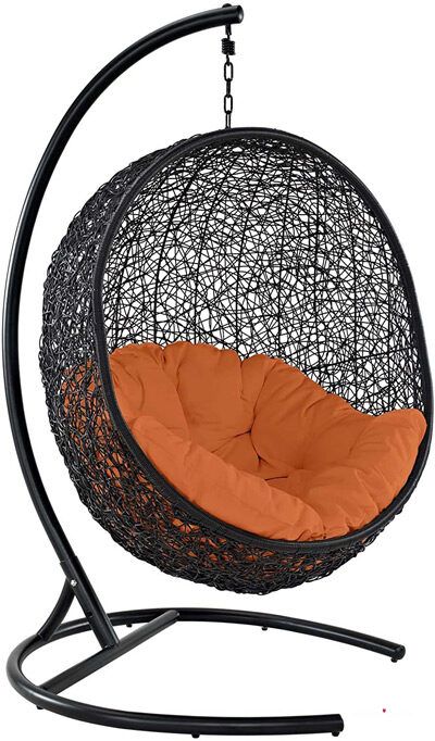 cheapest hanging egg chair Bohemian Patio Furniture, Standing Chair, Indoor Hammock Chair, Orange Room, Hanging Chair With Stand, Hammock Chair Stand, Orange Rooms, Swing Chair Outdoor, Hanging Hammock Chair