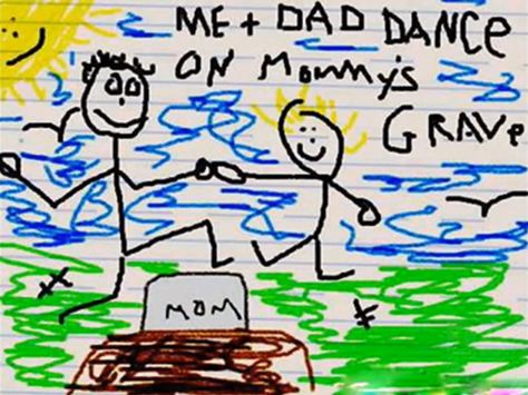 Me And Dad On Mommy's Grave Creepy Kids Drawings, Disturbing Drawings, Funny Kid Drawings, Drawings For Kids, Kid Drawing, Creepy Kids, Creepy Drawings, Film Horror, Childrens Drawings