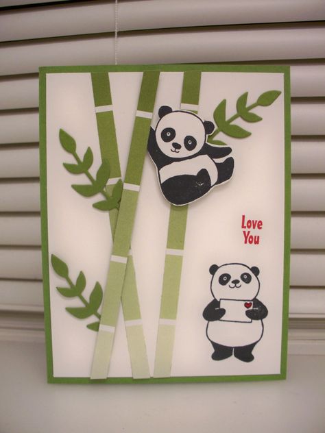 Paint Chip Cards, Panda Birthday Cards, Bamboo Panda, Panda Card, Asian Cards, Panda Party, Daisy Cards, Paint Sample, Paint Chip