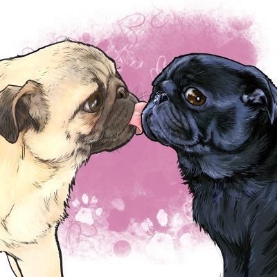 Pug Wallpaper, Pug Art Print, Pug Cartoon, Pug Tattoo, Cute Pug Puppies, Dog Portraits Art, Puppy Mom, Pug Dogs, Baby Pugs