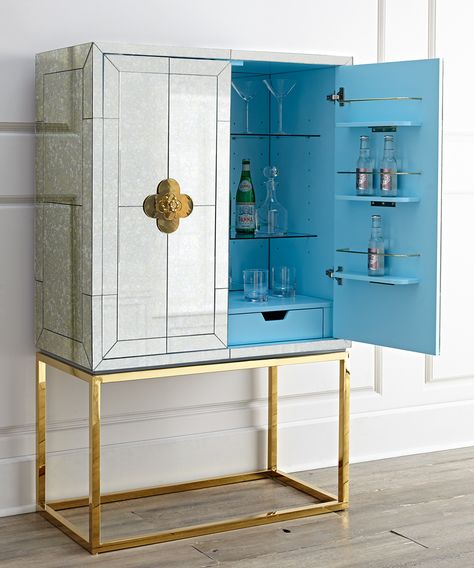 Mirrored Bar, Cocktail Cabinet, Bar Mirror, Mini Bars, Tempered Glass Shelves, Mobile Bar, Style Deco, Modern Cabinets, Mirrored Furniture