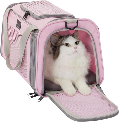 Cat Travel Carrier for Small and Medium Cats Under 15 Lbs, Soft Sided Kitten Carrier with Cozy Extendable Mat, Cat Carrier Bag, Pink Pink Dog Carrier, Cute Cat Carrier, Bunny Carrier, Dog Travel Carrier, Kitten Supplies, Cat Travel Carrier, Small Dog Carrier, Cat Carrier Bag, Pink Pet