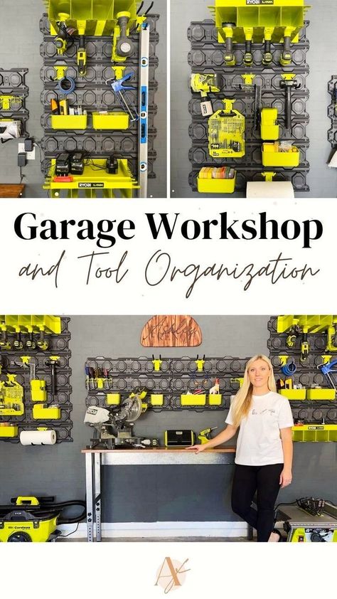 Do you enjoy DIY home projects and making affordable home renovations? Having perfect storage ideas and solutions to organizing your DIY tools is important in helping you complete your DIY projects with ease. Get some inspiration by taking a look into my new garage workshop area and tool organization. For more DIY home project tips and renovations for modern bohemian homes please visit us at https://mrsashleyfrench.com/! Basket Wall Ideas, Feature Wall Diy, Tool Storage Wall, Wall Stamp, Bookshelves Floating, Wallpaper Feature Wall, Renovation Planner, Modern Traditional Home, Organized Garage