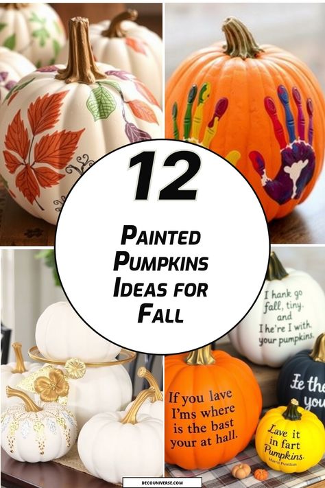 Embrace the vibrant spirit of fall with these 12 delightful painted pumpkin ideas! From whimsical polka dots to elegant white designs, there's inspiration for every style. Get creative with seasonal characters, family handprints, or uplifting quotes. Perfect for cozy gatherings or seasonal decor, these painted pumpkins will add charm and warmth to your autumn celebrations! Paint Fall Pumpkins, Pumpkin Painting Ideas For Thanksgiving, Fall Leaves Pumpkin Painting, Pumpkin Painting Ideas Thanksgiving, Thanksgiving Pumpkin Painting Ideas, Fall Themed Pumpkin Painting, Thanksgiving Painted Pumpkins, Thanksgiving Pumpkins Painting, White Pumpkin Decorating Ideas