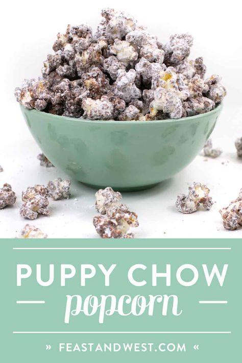 Easy Puppy Chow, Chex Snack Mix, Frozen Drinks Alcohol, Popcorn Toppings, Muddy Buddies Recipe, Puppy Chow Recipes, Popcorn Treats, Muddy Buddies, Kid Friendly Snack