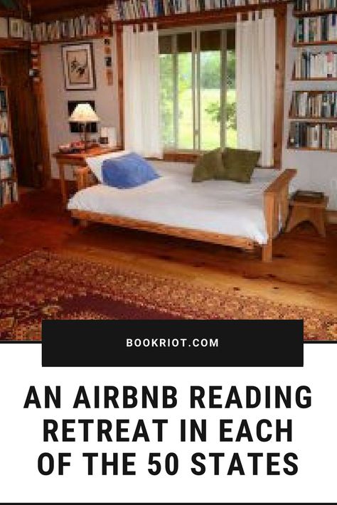 Find your perfect reading retreat in these 50 AirBNBs throughout the USA.  Reading Retreats | bookish airbnbs | us travel Library Reading Nook, Reading Retreat, Teen Headboard, Amazing Airbnb, Cozy Bedroom Diy, Bedroom Decor Romantic, Brown Accent Wall, Colorful Bedroom Decor, Bedroom Ideas Romantic