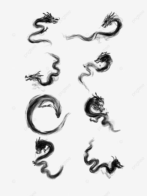 Png Tatoos, Dragon Ink Tattoo, Abstract Dragon Tattoo Design, Dragon Png Aesthetic, Ink Dragon Drawing, Dragon Abstract Art, Sketch Dragon Tattoo, China Dragon Drawing, Dragon Curled Up