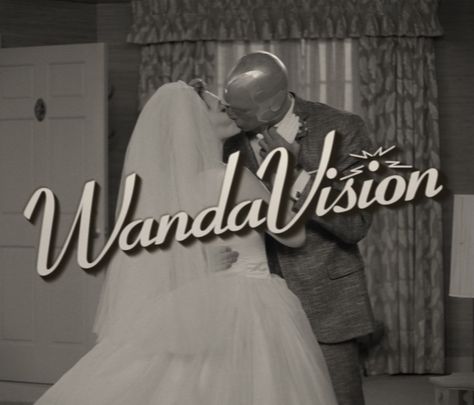 wanda and vision in marvel studios wandavision (black and white 50’s/60’s) Marvel Wall, Paul Bettany, Marvel Photo, Wanda And Vision, Title Card, Movie Titles, Disney Plus, Steve Rogers, Avengers Assemble