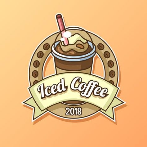 Iced Coffee Logo Vector Jelly Logo Design, Iced Coffee Logo, Cafe Logos, Coffee Shop Logo Design, Pink And Black Wallpaper, Ice Cream Logo, Modern Coffee Shop, Coffee Cartoon, Coffee Jelly