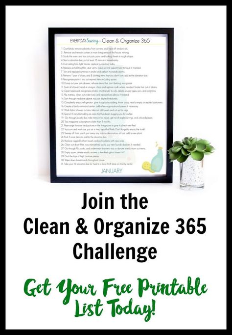 Join the clean & organize challenge. Get your free printable with items to complete and get you on track this year. via @everydaysavvy Organize 365, Peroxide Uses, Clean And Organize, Hydrogen Peroxide Uses, Cleaning And Organizing, Organizing Challenges, Easy Cleaning Hacks, Bathroom Cleaning Hacks, Organization Printables