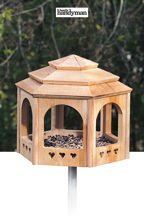 30 Outstanding One-Day Backyard Projects Cedar Lap Siding, Gazebo Bird Feeder, Wood Bird Feeder, Bird Feeder Plans, Diy Gazebo, Wooden Bird Feeders, Bird House Feeder, Bird House Plans, Bird House Kits