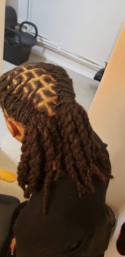 Loc Styles For Men Medium Length, Crown Locs Styles Men, Professional Locs For Men, Double Twist Loc Styles Men, Styles For Long Locs Men, Loc Styles Men Long, Dread Loc Style, Mens Loc Hairstyles, Masculine Loc Styles