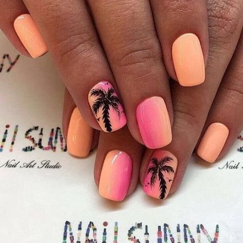 60+ Easy Summer Nail Art Designs 2022 that will make your talons sizzle | HubPages Palm Tree Nails, Cute Summer Nail Designs, Tropical Nails, Tree Nails, Nail Art Designs Summer, Cute Summer Nails, Super Nails, Vacation Nails, Colorful Nail Designs