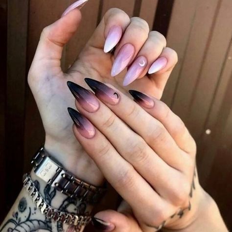 November Nail Designs, Witch Nails, Witchy Nails, Halloween Acrylic Nails, 13 November, November Nails, Moon Nails, Gothic Nails, Anime Nails