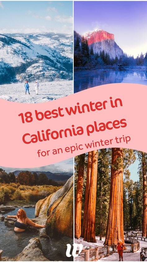 Looking for California winter getaways? I've got you covered with a hand-picked list of places to travel in California in winter! From the magical Yosemite Park to hidden gems of Northern California among the redwoods, here are my favorite winter getaways in California for fun in the snow and sun! Redwoods In Winter, List Of Places To Travel, Cool Places In California, Travel In California, Winter In California, Vacation In California, California Snow, Yosemite Winter, Snow And Sun