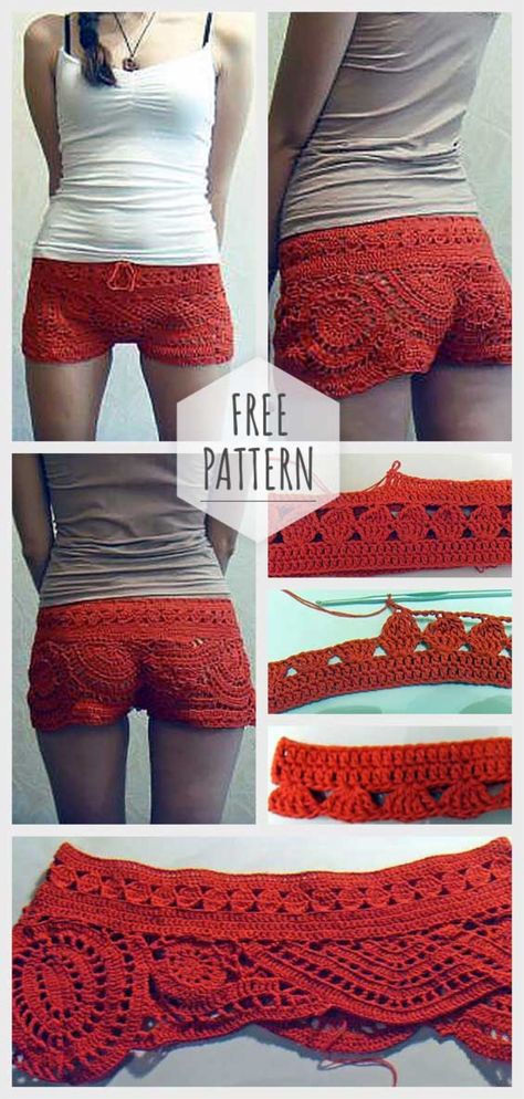 Fishnet Crochet Shorts Pattern Fishnet Crochet, Shorts Pattern Free, Crochet Shorts Pattern, Crochet Lingerie, Pillow Flower, Crochet Basket Pattern Free, Crochet Pants, Shorts Pattern, Crochet Skirts