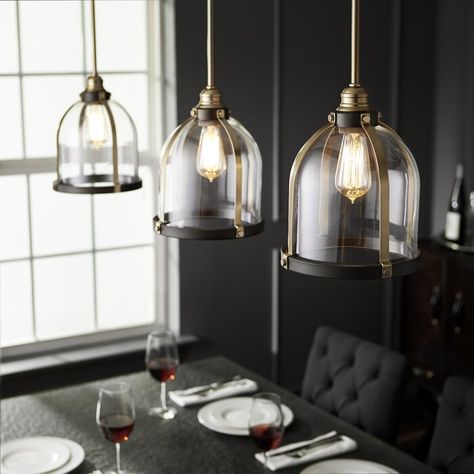 Breakwater Bay Doucette 1 - Light Single Bell Pendant - Wayfair Canada Quorum Lighting, Island Pendant Lights, Reno Ideas, Kitchen Pendants, Bell Pendant, Kitchen Pendant Lighting, Kitchen Reno, Lantern Pendant, Aged Brass