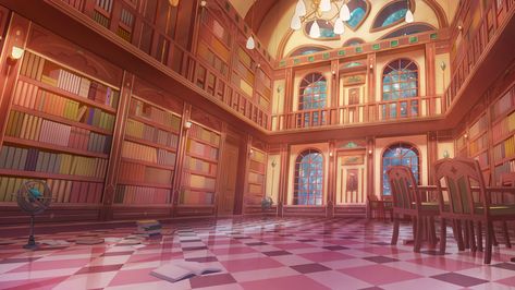 ArtStation - Fantasy library night ver Royal Library Fantasy Art, Grand Library Concept Art, Anime Library Wallpaper, Library Wallpaper Iphone, Anime Library Background, Anime Library, Library Wallpaper, Library Background, Fantasy Library