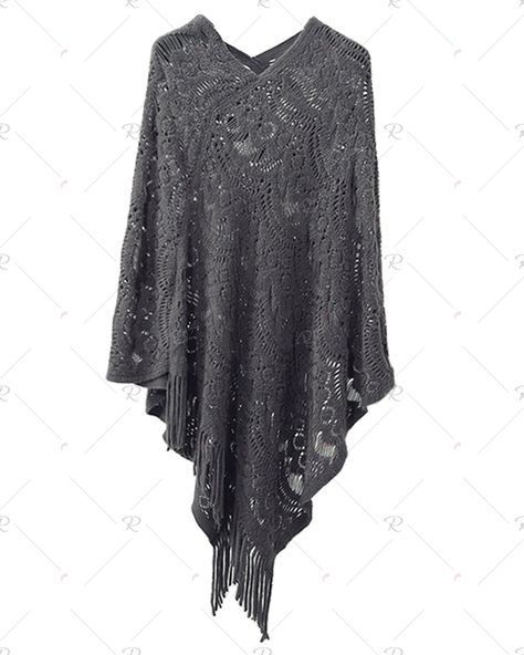 Hollow Out Fringe Irregular Pullover Shawl Sweater , #sponsored, #Irregular, #Fringe, #Hollow, #Sweater, #Shawl #affiliate Poncho Wrap Shawl, Cape Shawl, Shawl Sweater, Poncho Wrap, Poncho Shawl, Cape Sweater, Crochet Fringe, Crochet Shawls And Wraps, Cowl Neck Top